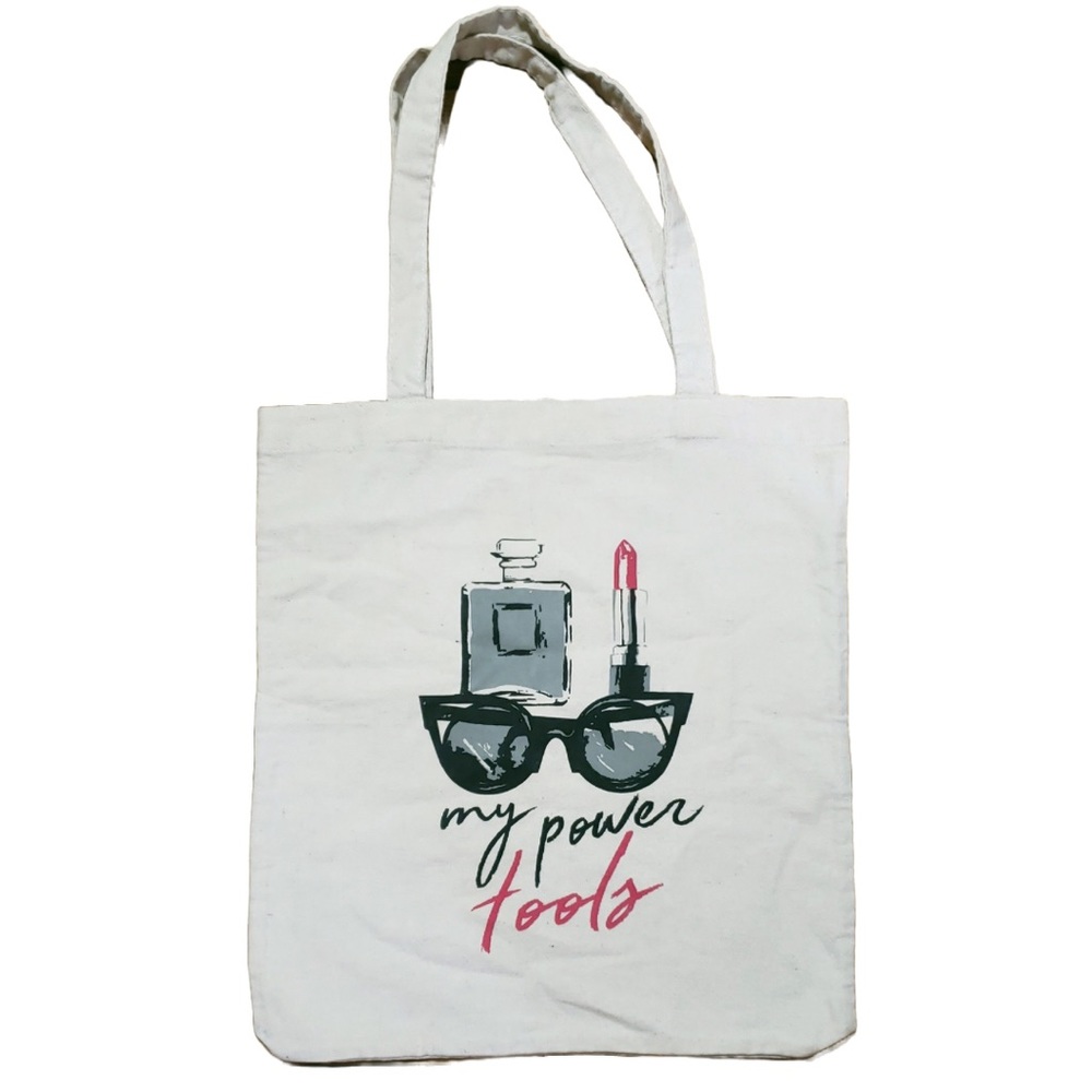Women’s My Power Tools Graphic White Canvas Tote Bag
